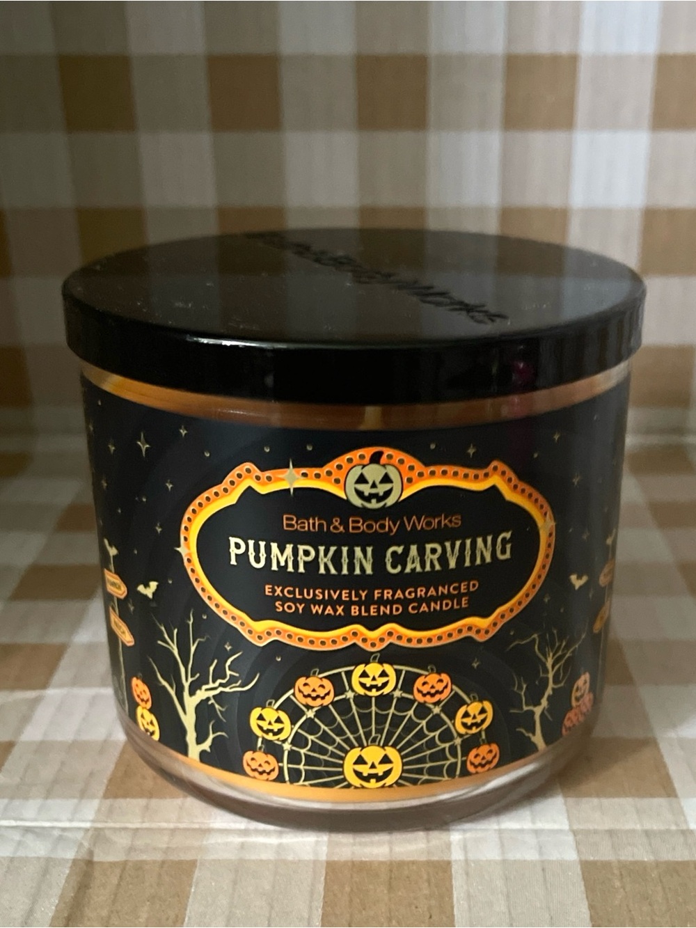 BATH & BODY WORKS PUMPKIN CARVING 3 WICK CANDLE